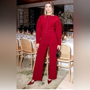 Birrot red boatneck blazer